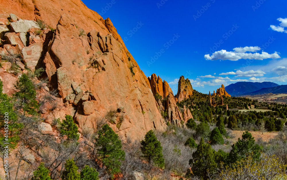 Eroded red-sandstone formations. Garden of the Gods, Colorado Springs, Colorado