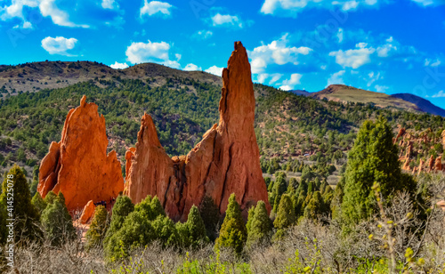 Eroded red-sandstone formations. Garden of the Gods, Colorado Springs, Colorado