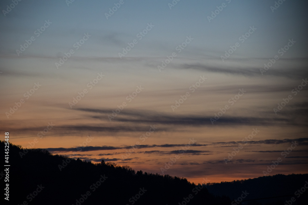 sunset over the mountains