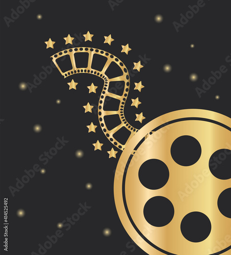 reel tape and stars golden film award icon