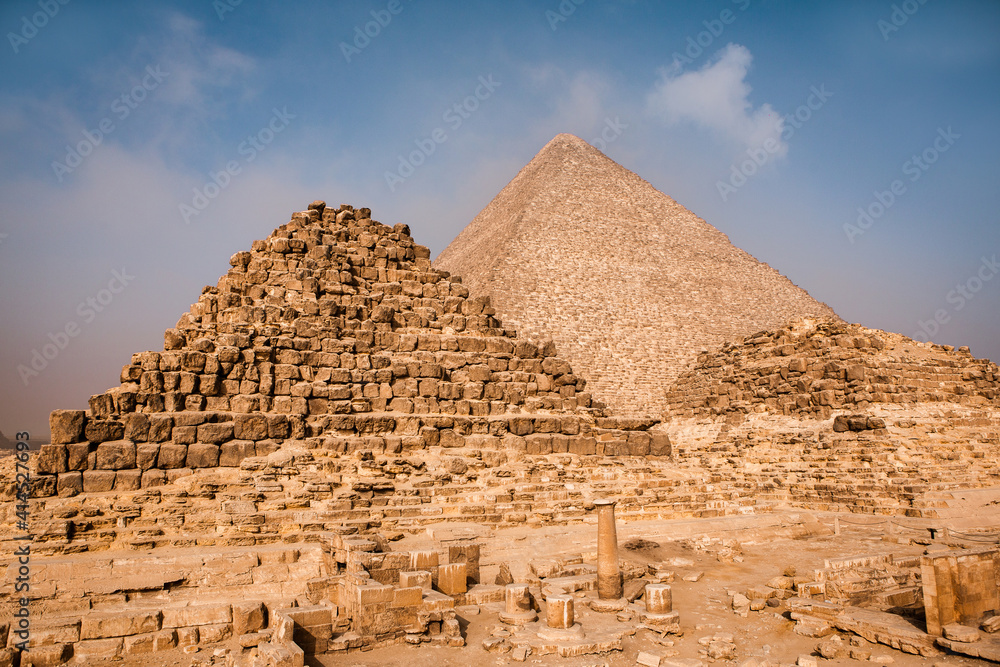 Famous Egyptian Pyramids of Giza. Landscape in Egypt. Pyramid in desert. Africa. Wonder of the World Famous Egyptian Pyramids of Giza. Landscape in Egypt. Pyramid in desert. Africa. Wonder of the World