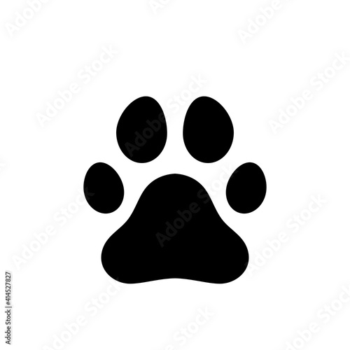 Paw icon. Black print paw trace. Footprint of unknown animal. Vector isolated on a white.