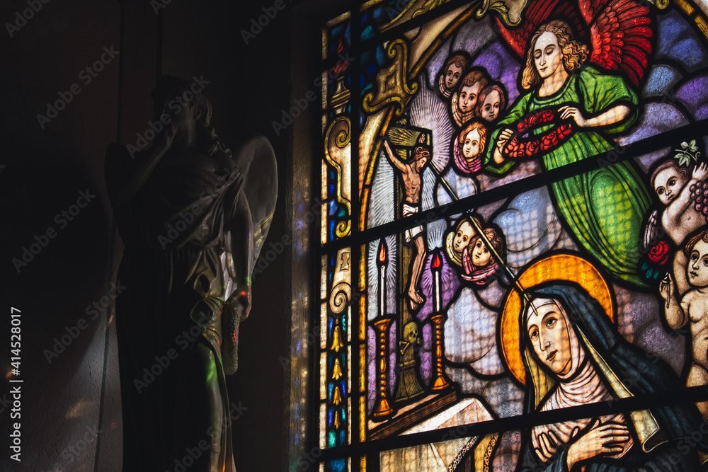 Fototapeta premium stained glass window in church