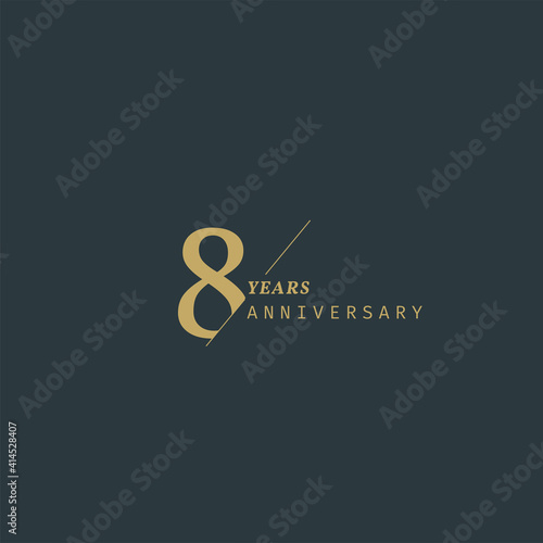 8 years anniversary logotype with modern minimalism style. Vector Template Design Illustration.