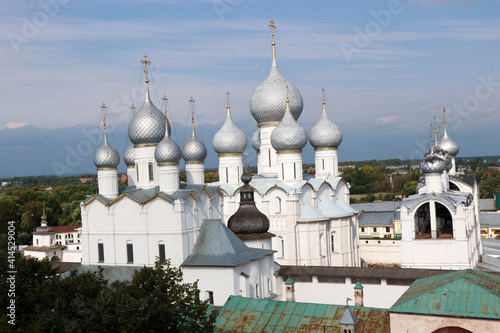 beautiful old domes of the Rostov the great city - jewel of the golden ring