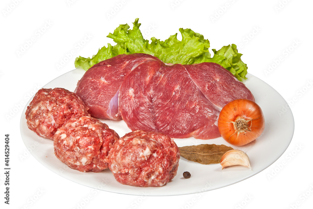 fresh raw meat on the plate