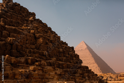 Famous Egyptian Pyramids of Giza.  Landscape in Egypt. Pyramid in desert. Africa. Wonder of the World