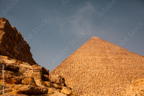 Famous Egyptian Pyramids of Giza.  Landscape in Egypt. Pyramid in desert. Africa. Wonder of the World