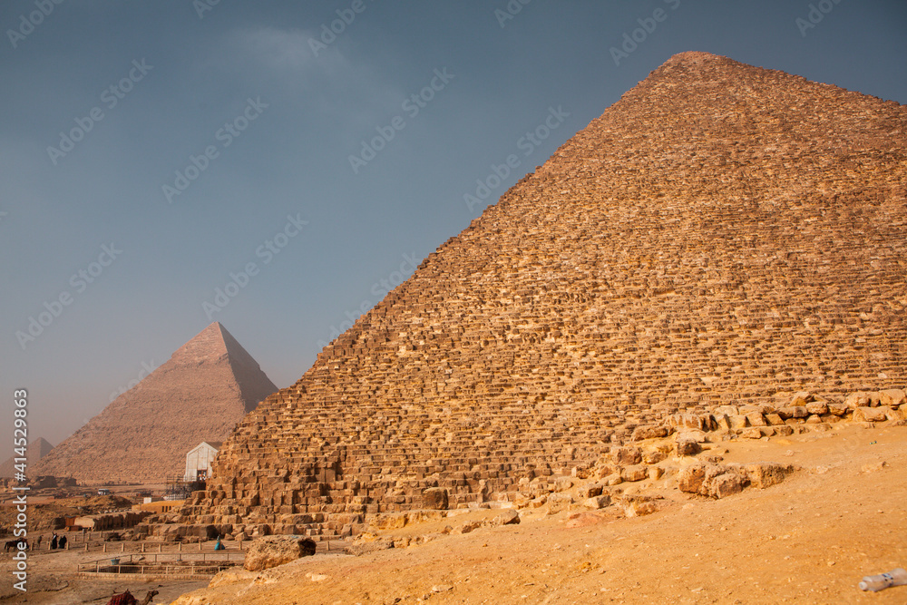 Famous Egyptian Pyramids of Giza. Landscape in Egypt. Pyramid in desert. Africa. Wonder of the World Famous Egyptian Pyramids of Giza. Landscape in Egypt. Pyramid in desert. Africa. Wonder of the World