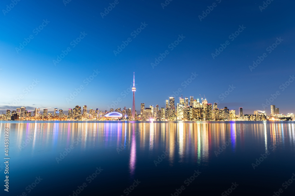 Toronto city skyline at night, Ontario, Canada