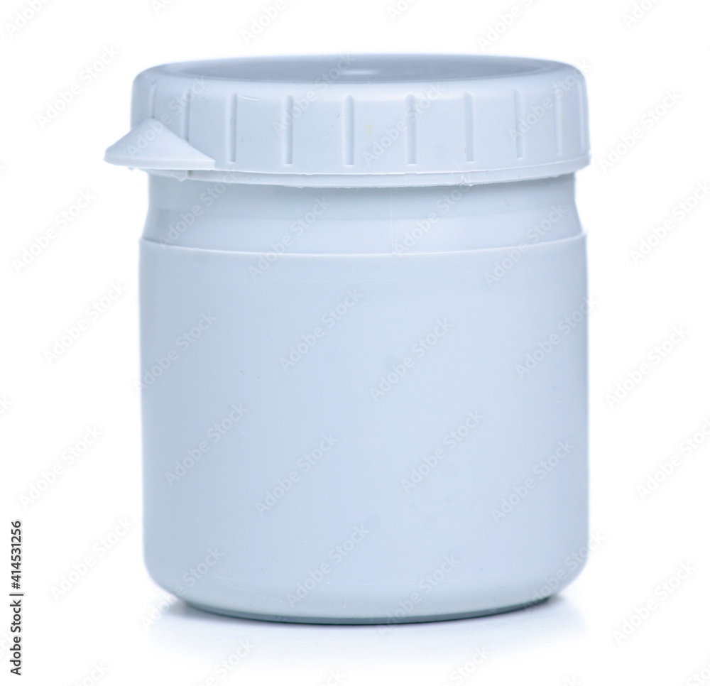 White gray plastic jar cream health care on white background isolation White gray plastic jar cream health care on white background isolation