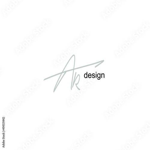 Capital letters AR design logo isolated white initials
