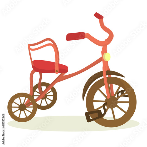vector illustration of a baby pink tricycle, isolate on a white background © NataSao