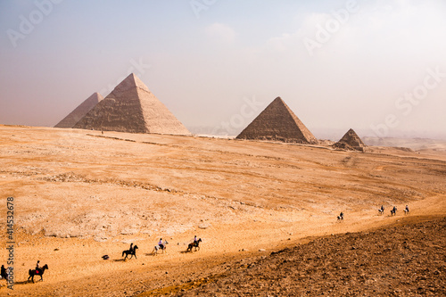Famous Egyptian Pyramids of Giza.  Landscape in Egypt. Pyramid in desert. Africa. Wonder of the World