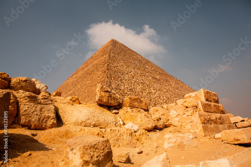 Famous Egyptian Pyramids of Giza.  Landscape in Egypt. Pyramid in desert. Africa. Wonder of the World