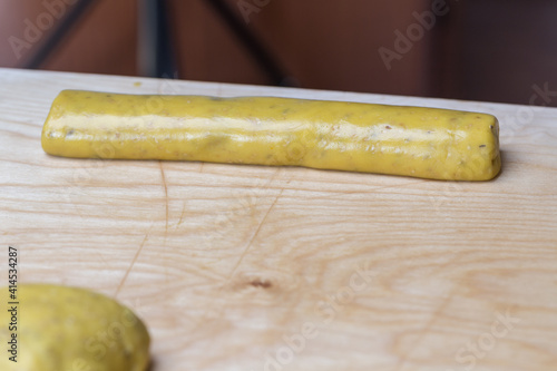 yellow dough ready to be cake photo