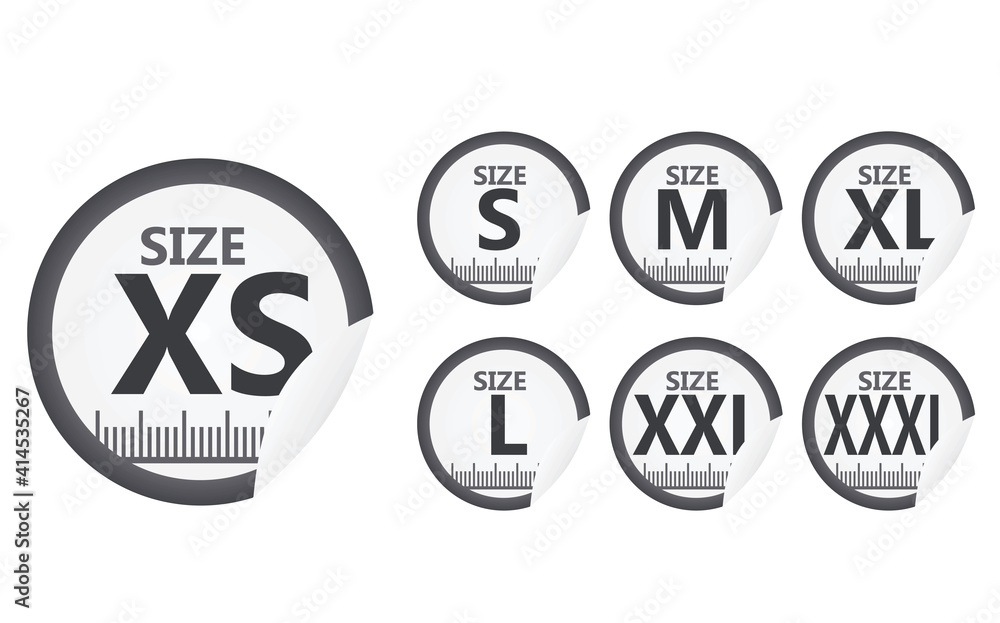 Round size labels. vector illustration Round size labels. vector illustration