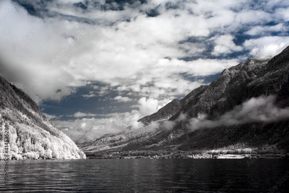 Europe, Austria, Hallstatt, Lake Hallstatt in Infrared