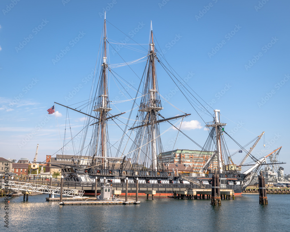 Old Ironsides at its permanent spot in the Charlestown Navy Yard, Boston