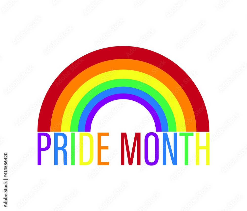 Fototapeta Projekt plakatu dumy księżyc wektor z tekstem kolorowe tęczy linii. Element projektu LGBT Pride dla lesbijek gejów biseksualnych i transpłciowych.
