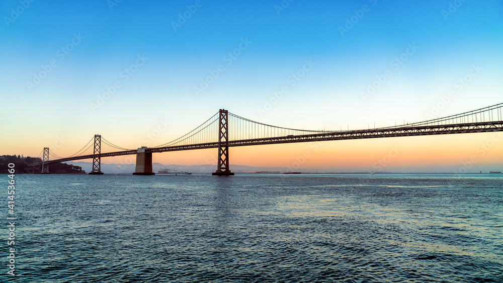 Panoramic view of San Francisco Bay bridge in California, United States Panoramic view of San Francisco Bay bridge in California, United States