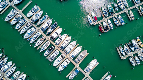 Aerial view on a busy marina. Auckland, New Zealand