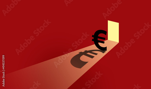 Принти на полотні Open door next to euro logo