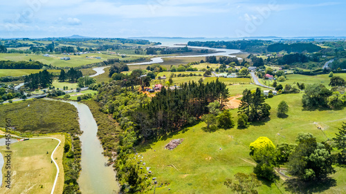 Aerial view of beautiful countryside. Auckland  New Zealand. 