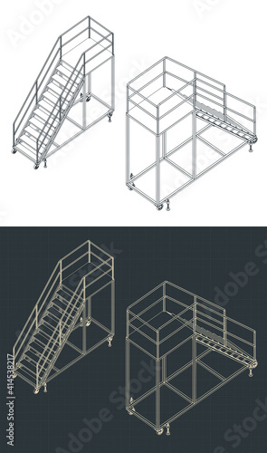 Rolling Service Ladder isometric drawings