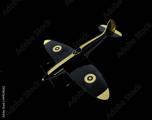 Canvas Print supermarine spitfire concept on black background. 3d rendering.