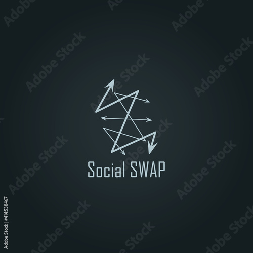 White social swap logo design with black background