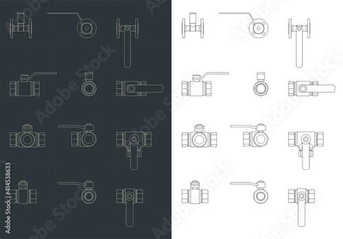Ball Valves Blueprints Set