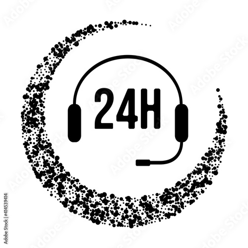 around the clock 24h day and night support icon. Vector illustration