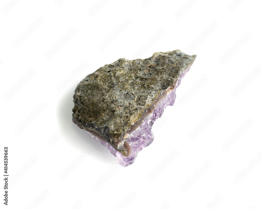 Amethyst crystals isolated. Purple quartz pebbles and crystal Amethyst crystals isolated. Purple quartz pebbles and crystal