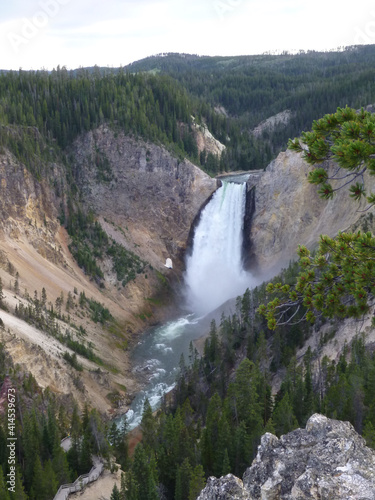 Vertical view of the waterfall at the Grand Canyon of Yellowstone National Park