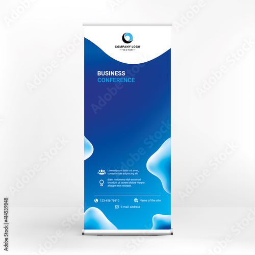 Roll-up design, abstract liquid background, layout for presentations, conferences, presentations