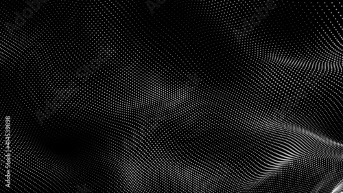 Dot white black wave technology texture background. Abstract big data digital concept. 3d rendering.