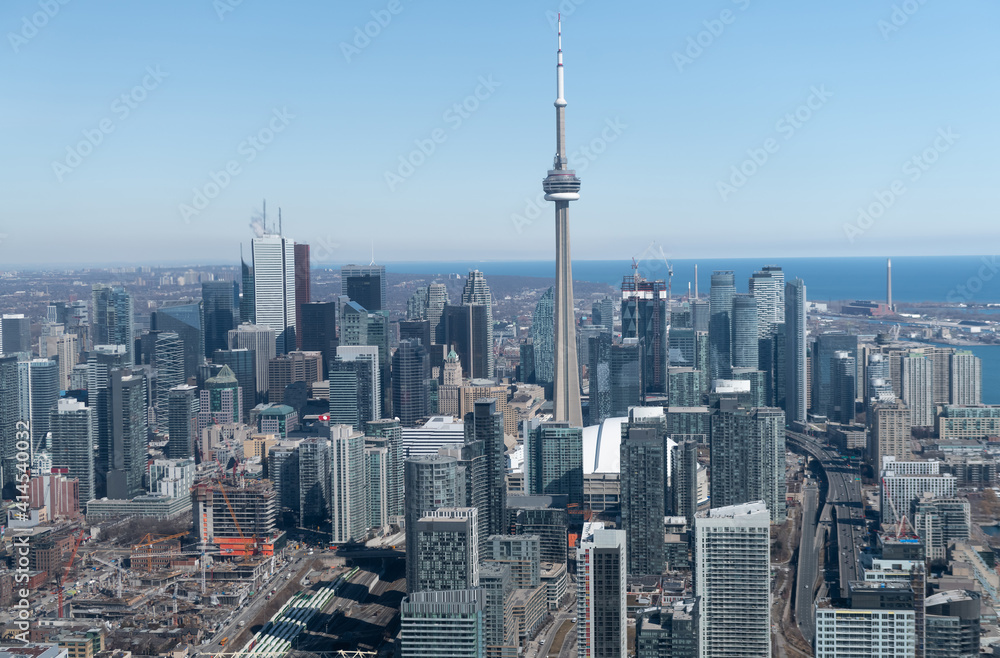 Naklejka premium Aerial view of Toronto city skyline, Canada