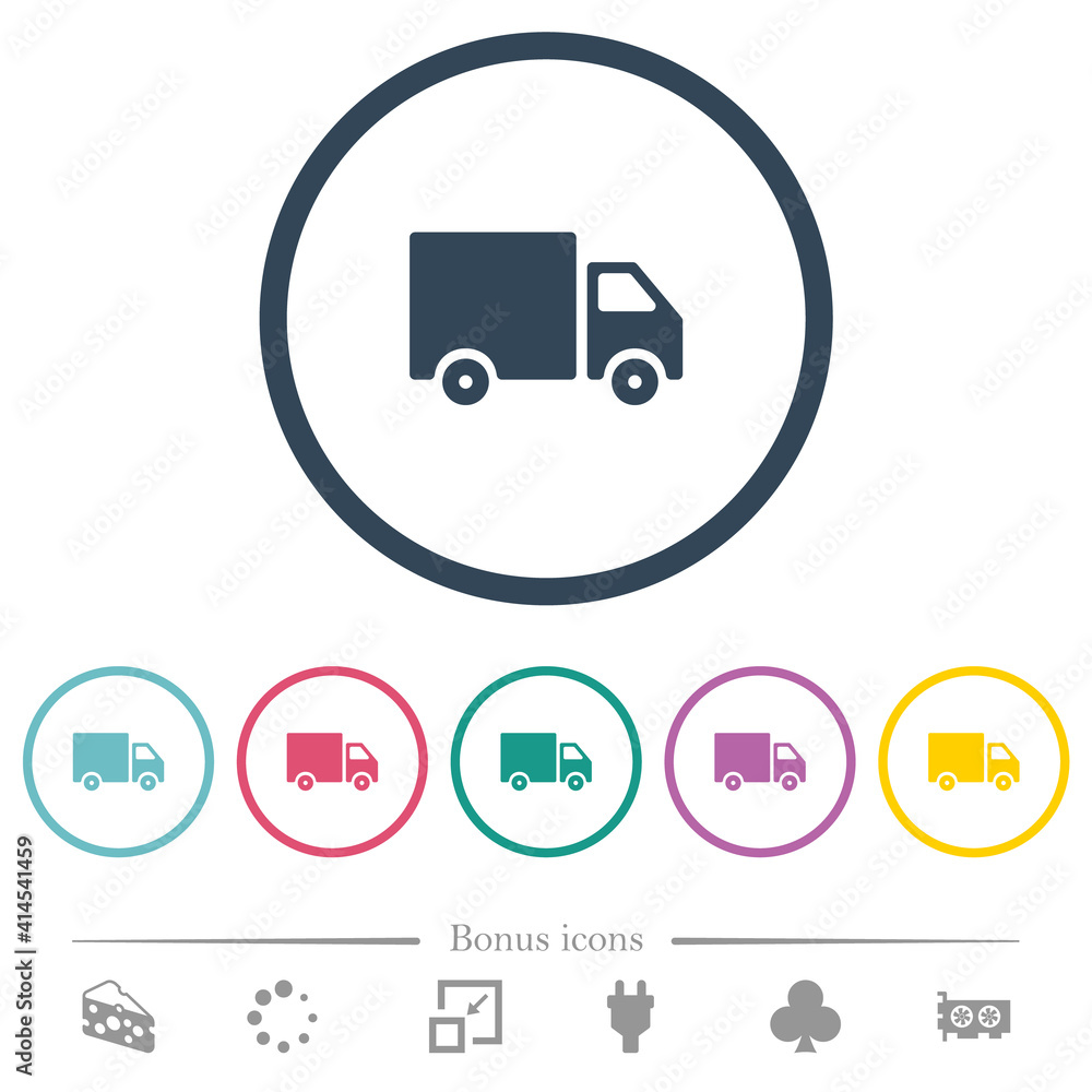 Delivery truck flat color icons in round outlines Delivery truck flat color icons in round outlines