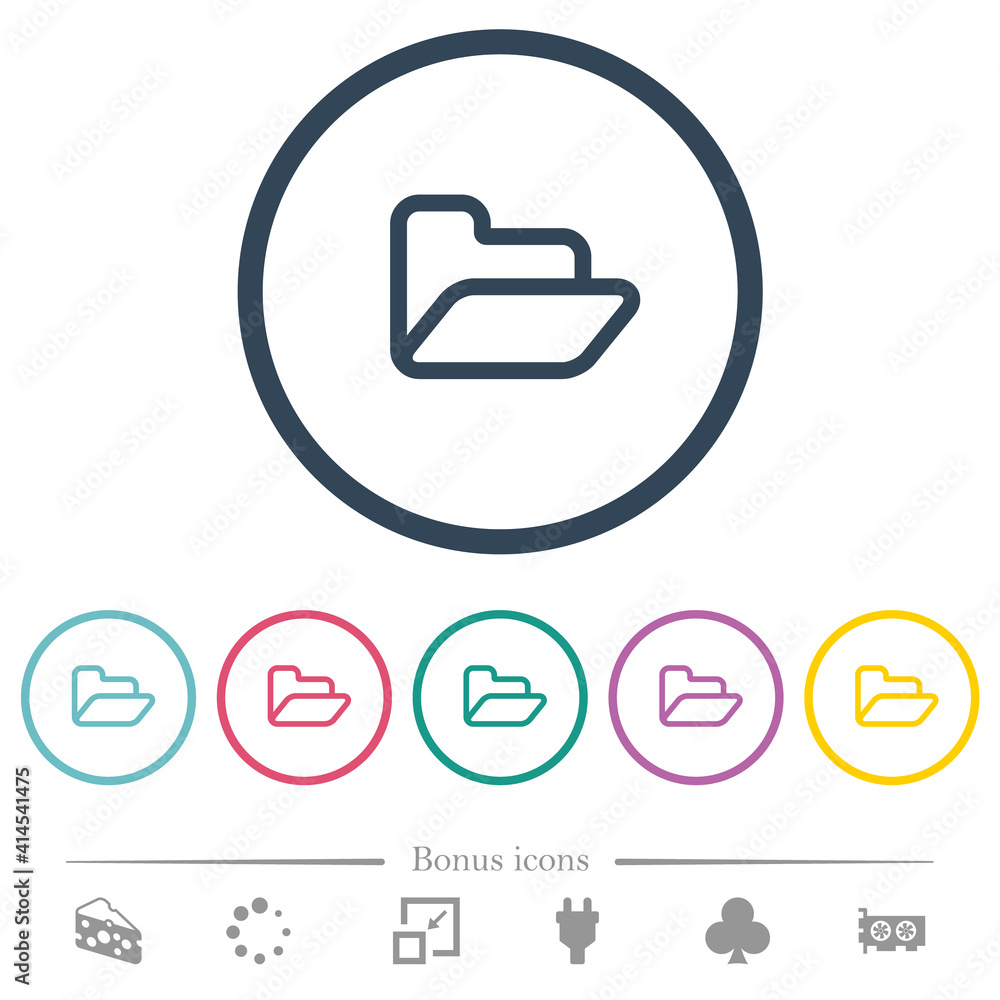 Open folder flat color icons in round outlines Open folder flat color icons in round outlines