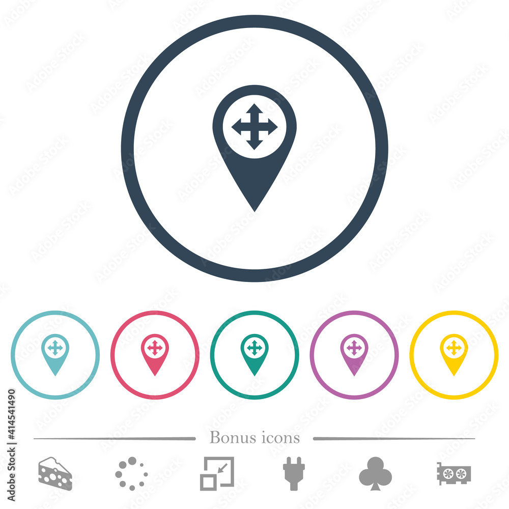 Move GPS map location flat color icons in round outlines Move GPS map location flat color icons in round outlines