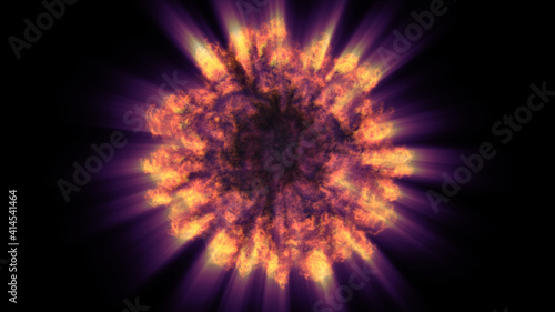 fire flame ball explosion in space  illustration