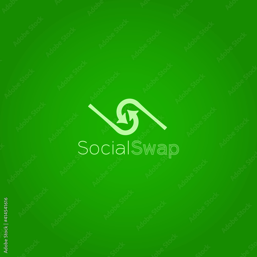 Spiral arrows drawn social swap logo design green background Spiral arrows drawn social swap logo design green background