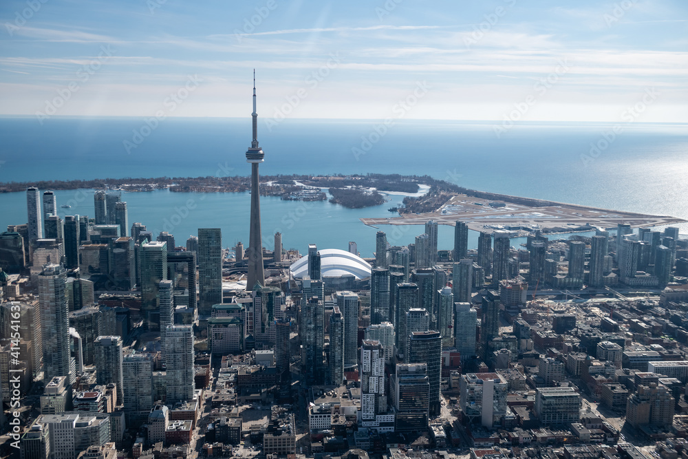 Aerial view of Toronto city skyline, Canada