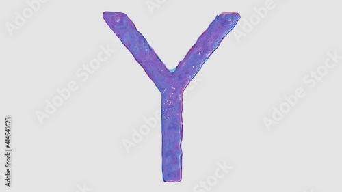 Liquid alphabet: letter Y made from pink and blue HD animated liquid flows