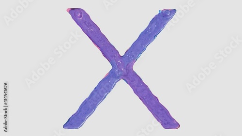 Liquid alphabet: letter X made from pink and blue HD animated liquid flows