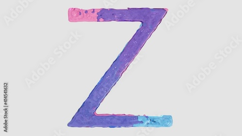 Liquid alphabet: letter Z made from pink and blue HD animated liquid flows