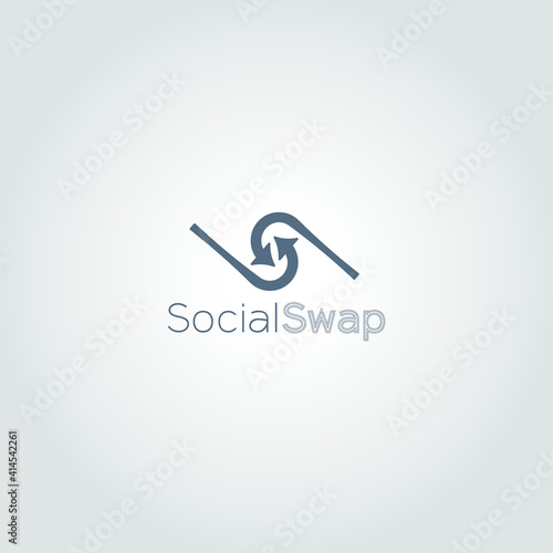 Spiral arrows drawn social swap logo design grey background