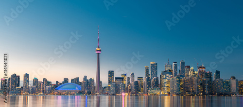 Toronto city skyline at night, Ontario, Canada