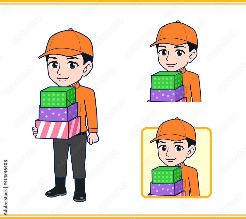 Young man in orange work clothes Young man in orange work clothes